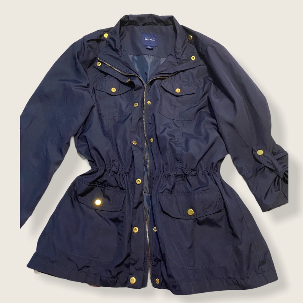 Basic Editions Blue Zippered Rain Jacket